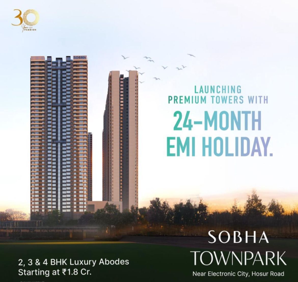 SOBHA Town Park 24-month EMI holiday offer luxury apartments Bengaluru